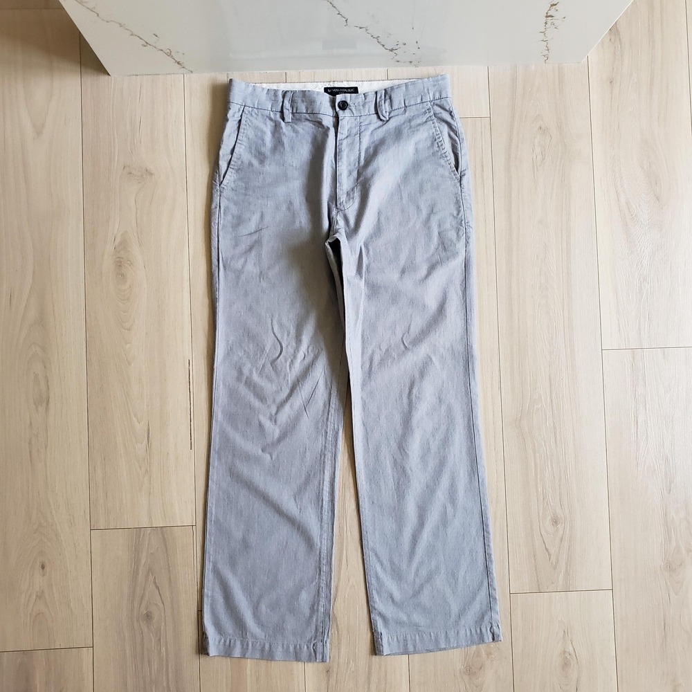 Banana Republic Pants Mens 32x32 Gray Stripe Straight Leg Summer‎ Casual Chino